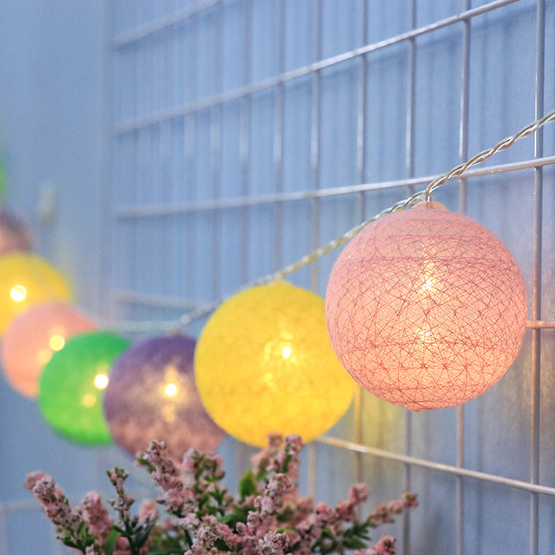 Cotton Global Shaped LED String Light Contemporary Battery Powered Fairy Lighting