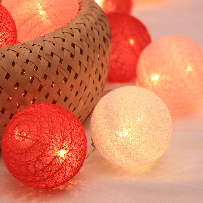 Cotton Global Shaped LED String Light Contemporary Battery Powered Fairy Lighting