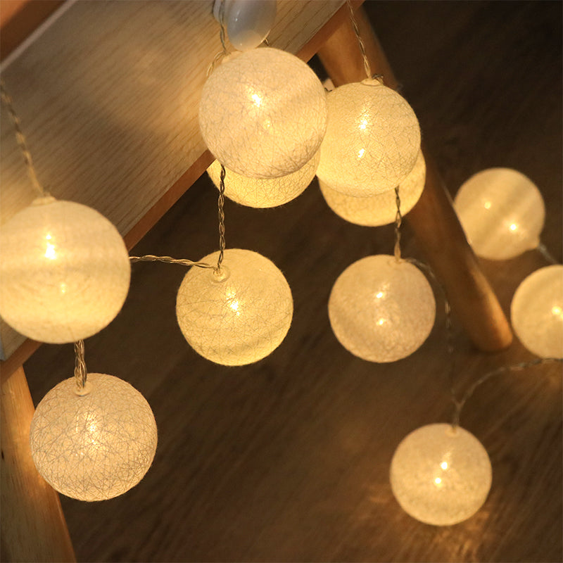 Cotton Global Shaped LED String Light Contemporary Battery Powered Fairy Lighting