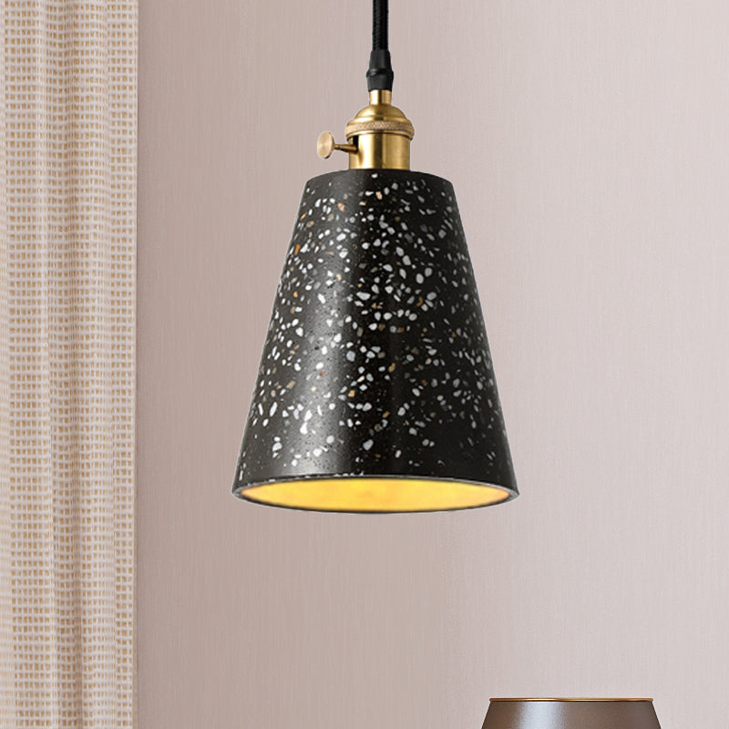 Iluminación colgante de cono en cemento de estilo nórdico 1 luz de colgante negro/gris/blanco