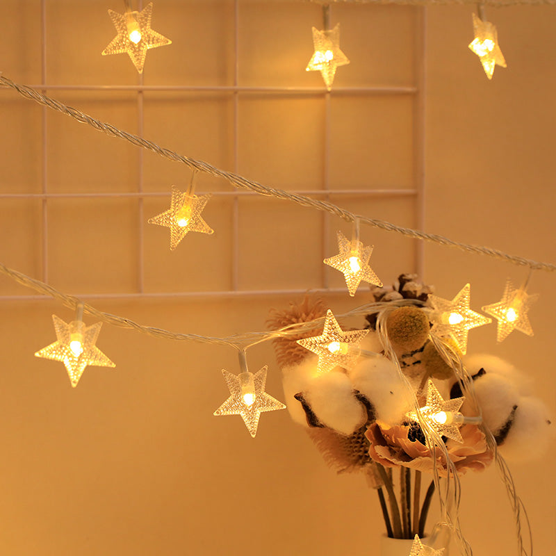 Shaded Battery Powered String Light Contemporary Plastic Clear LED Fairy Lighting
