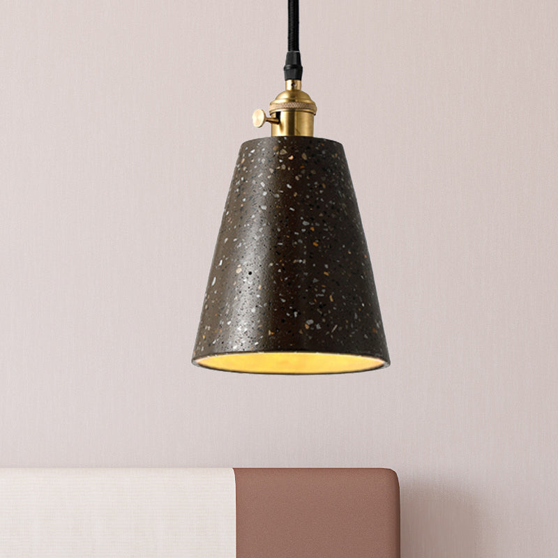 Iluminación colgante de cono en cemento de estilo nórdico 1 luz de colgante negro/gris/blanco