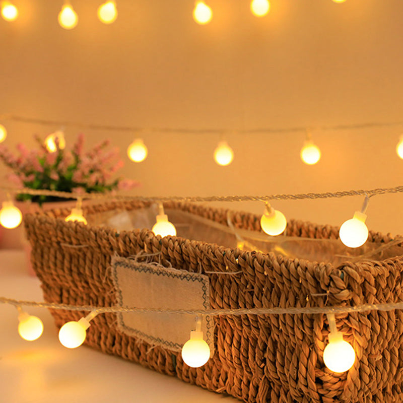 Shaded Battery String Light Contemporary Plastic Bedroom LED Fairy Lighting in Clear