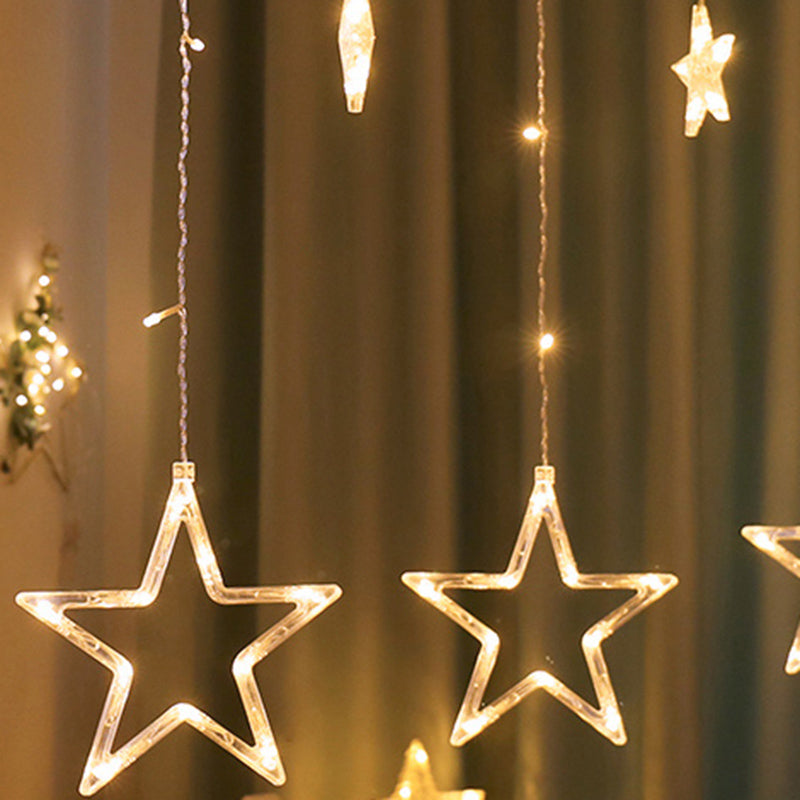 Star Shaped Battery String Lamp Art Decor Clear LED Curtain Fairy Lighting for Bedroom