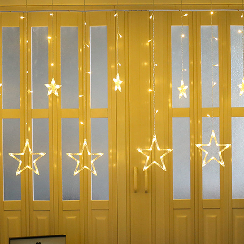 Star Shaped Battery String Lamp Art Decor Clear LED Curtain Fairy Lighting for Bedroom