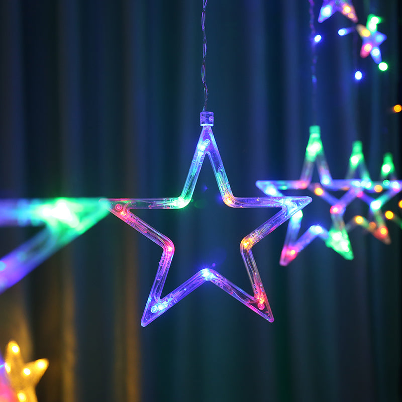 Star Shaped Battery String Lamp Art Decor Clear LED Curtain Fairy Lighting for Bedroom