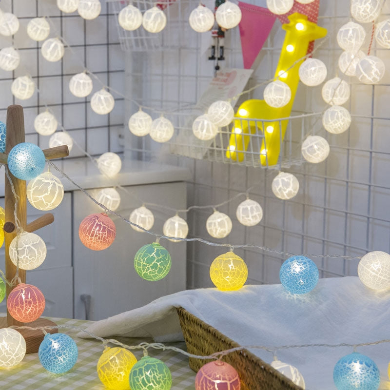 Crackle Ball Girls Bedroom LED Fairy Lighting Decorative Battery Powered String Light