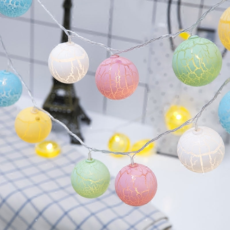 Crackle Ball Girls Bedroom LED Fairy Lighting Decorative Battery Powered String Light