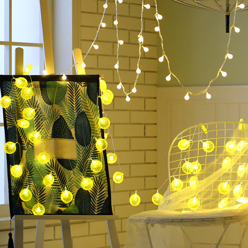 Art Decor Lemon Slice Shaped Battery String Light Girls Bedroom LED Fairy Lighting