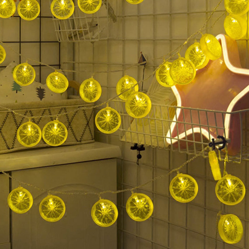 Art Decor Lemon Slice Shaped Battery String Light Girls Bedroom LED Fairy Lighting