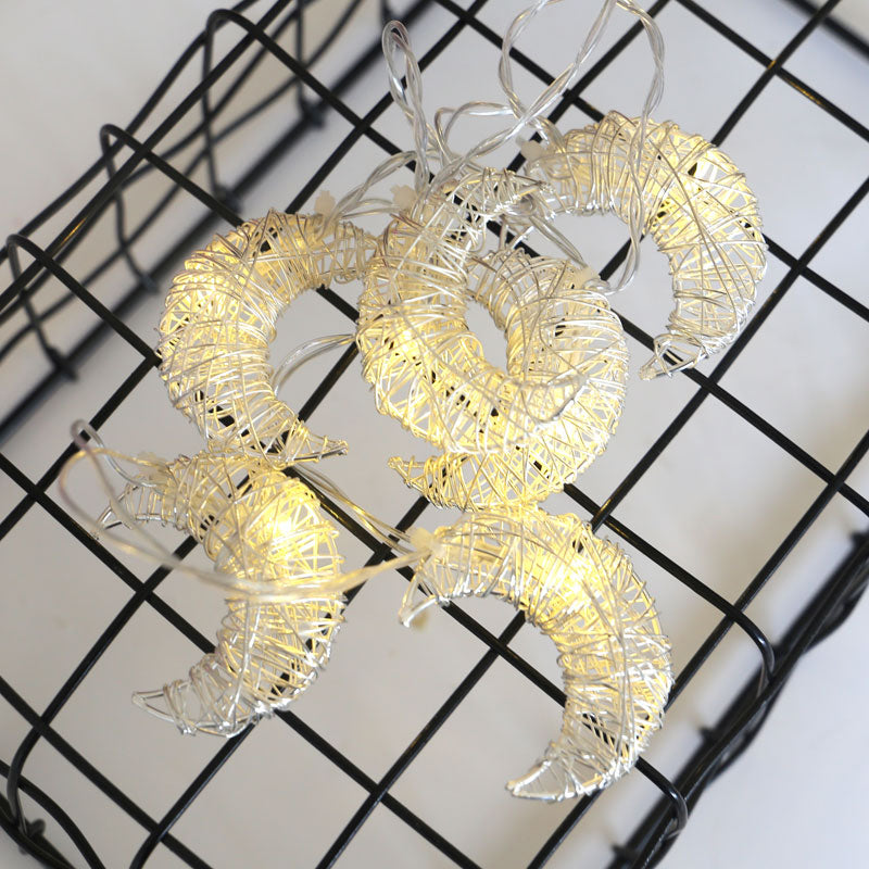 Weaving Crescent Battery String Lamp Art Decor White LED Fairy Lighting for Bedroom