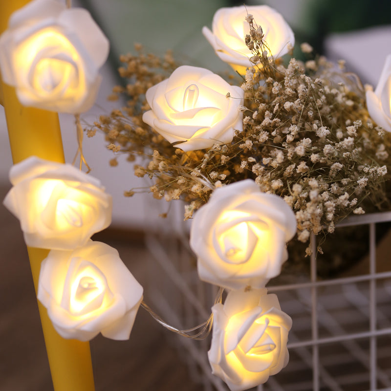 Decorative Rose LED Fairy Lighting Copper Wire Girls Bedroom Battery String Light