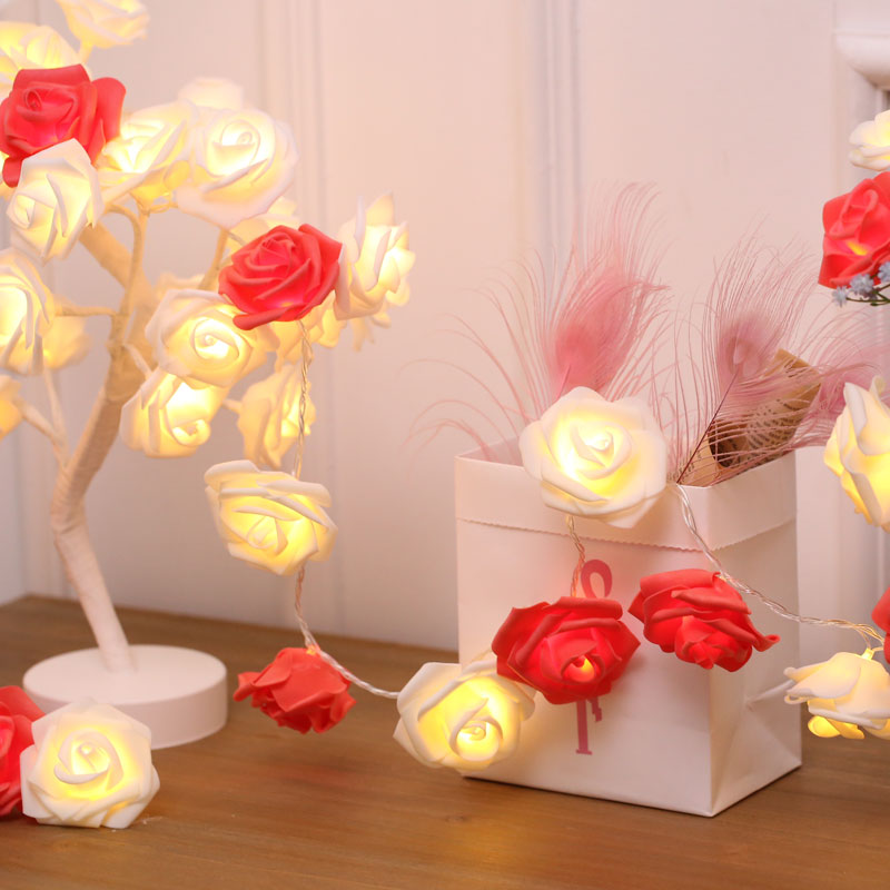 Decorative Rose LED Fairy Lighting Copper Wire Girls Bedroom Battery String Light