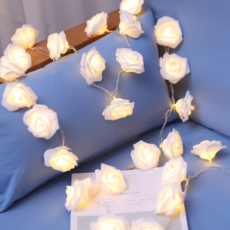 Decorative Rose LED Fairy Lighting Copper Wire Girls Bedroom Battery String Light