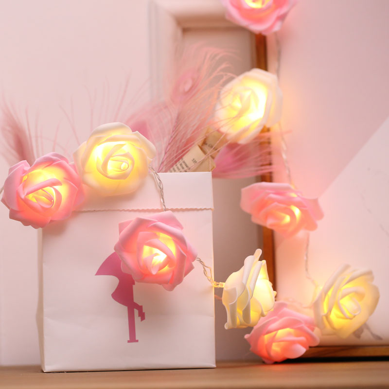 Decorative Rose LED Fairy Lighting Copper Wire Girls Bedroom Battery String Light