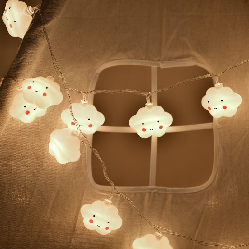 Cloud Shaped Bedroom Battery String Light Copper Wire Contemporary LED Fairy Lighting in White
