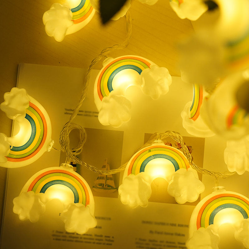 Plastic Rainbow LED Fairy Lighting Decorative White Battery Powered String Light for Bedroom