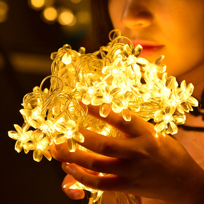 Cherry Blossom Battery Powered String Lamp Art Decor Clear LED Fairy Lighting for Girls Bedroom
