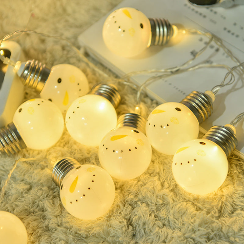 Contemporary Bulb Shape Battery String Light Girls Bedroom LED Fairy Lighting in White