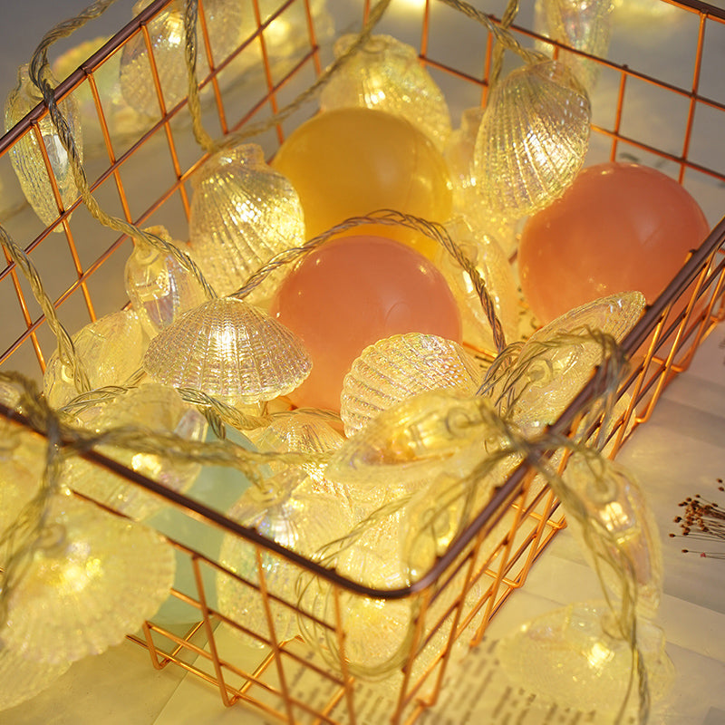 Shell Shape LED Fairy Lighting Decorative Plastic Girls Bedroom Battery String Light in Blue