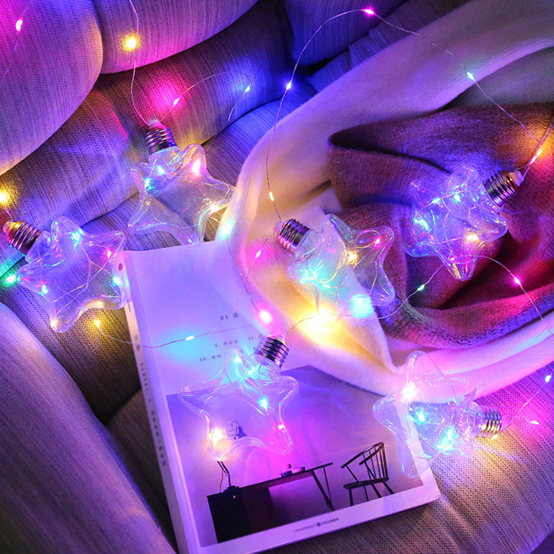Star Shade Bedroom Battery String Light Contemporary LED Fairy Lighting in Clear
