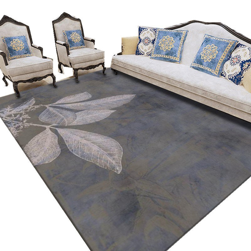 Modern Plant Printed Rug Multi Colored Cotton Blend Area Carpet Pet Friendly Easy Care Indoor Rug for Living Room