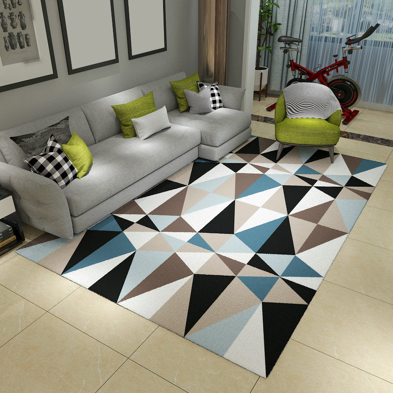 Multi Color Scandinavian Rug Polyster Plant Printed Area Carpet Pet Friendly Easy Care Area Rug for Bedroom