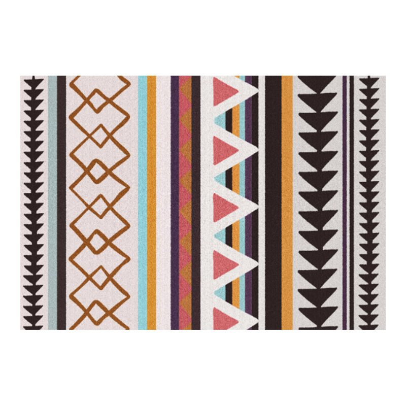 Multi Color Geometric Print Rug Cotton Blend Oriental Indoor Rug Non-Slip Backing Stain-Resistant Area Carpet for Room