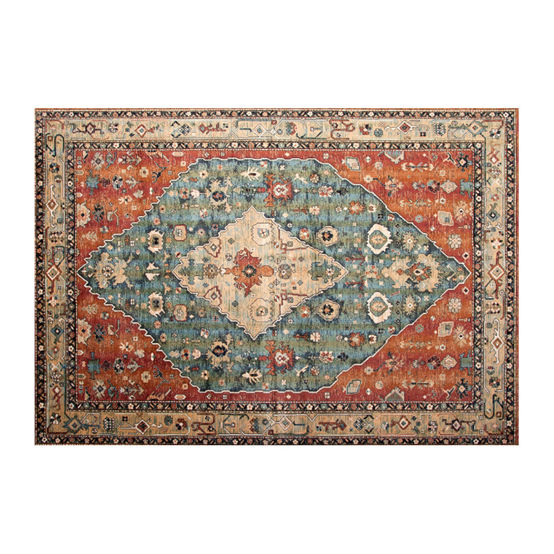 Multi Color Geometric Print Rug Cotton Blend Oriental Indoor Rug Non-Slip Backing Stain-Resistant Area Carpet for Room
