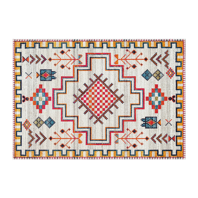 Multi Color Geometric Print Rug Cotton Blend Oriental Indoor Rug Non-Slip Backing Stain-Resistant Area Carpet for Room