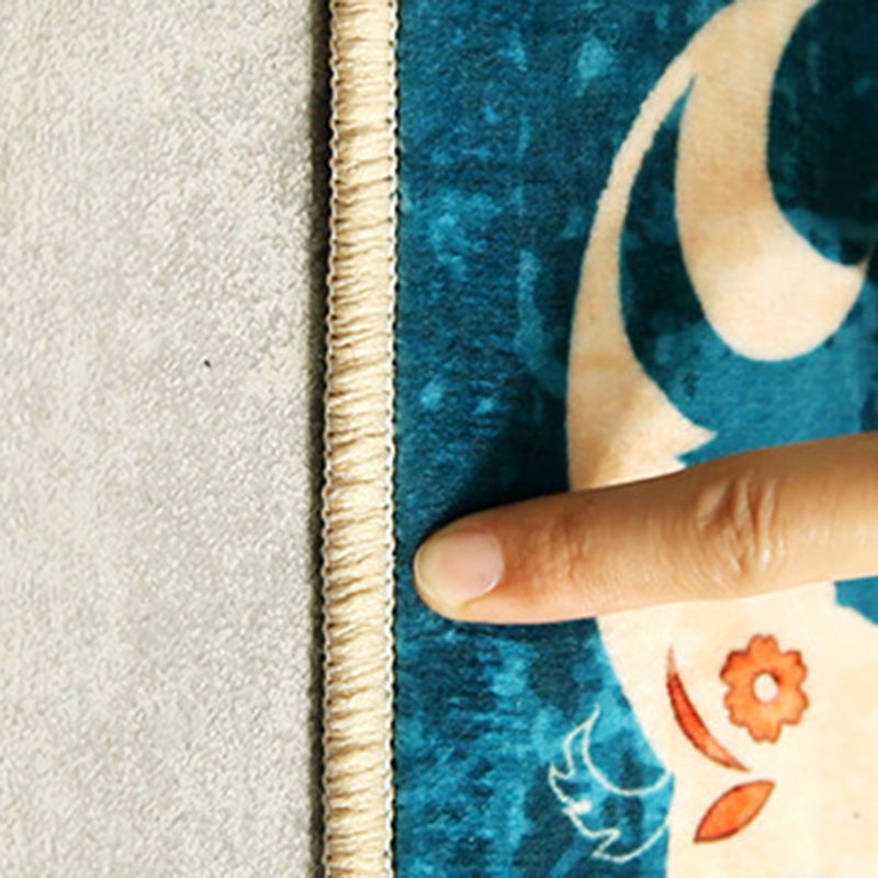 Tapis marocain multicolore en polyester, zone d'impression géométrique, facile d'entretien, lavable, respectueux des animaux de compagnie, pour salon