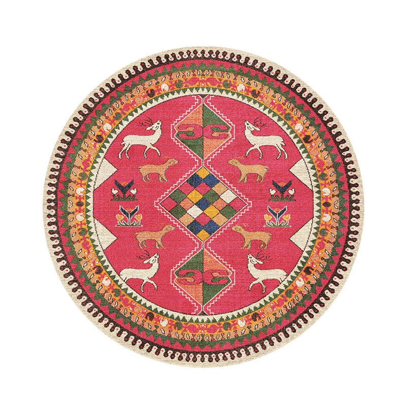 Vintage-Teppich mit geometrischem Druck, mehrfarbiger Polyster-Teppich, rutschfeste Unterseite, haustierfreundlich, pflegeleichter Innenteppich für den Innenbereich