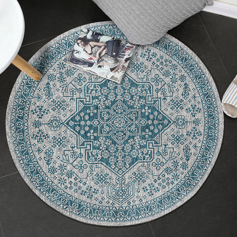 Vintage-Teppich mit geometrischem Druck, mehrfarbiger Polyster-Teppich, rutschfeste Unterseite, haustierfreundlich, pflegeleichter Innenteppich für den Innenbereich