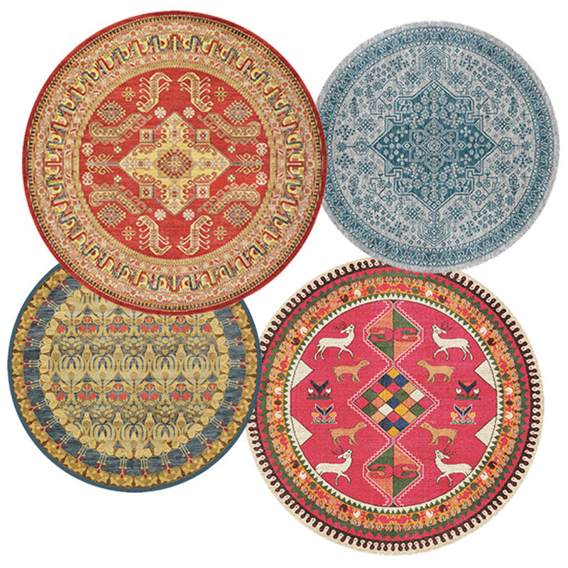 Vintage-Teppich mit geometrischem Druck, mehrfarbiger Polyster-Teppich, rutschfeste Unterseite, haustierfreundlich, pflegeleichter Innenteppich für den Innenbereich