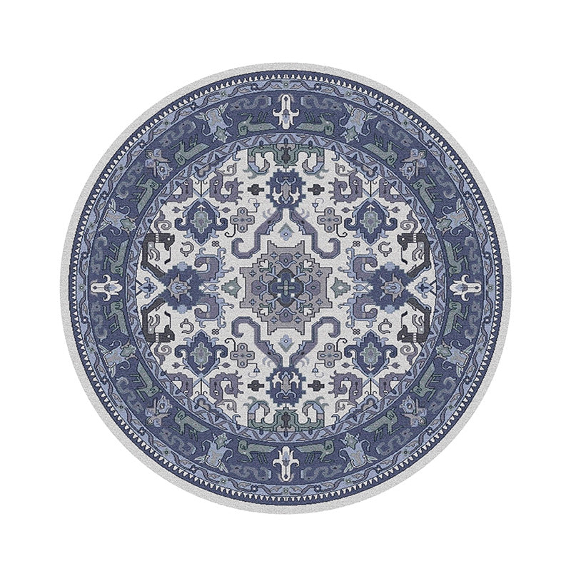 Vintage Geometric Printed Rug Multi Color Polyster Area Carpet Non-Slip Backing Pet Friendly Easy Care Indoor Rug for Room