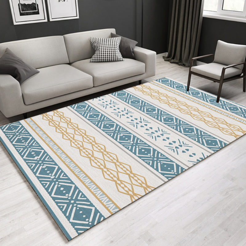 Southwestern Geometric Print Rug Multicolor Cotton Blend Area Carpet Non-Slip Easy Care Indoor Rug for Parlor