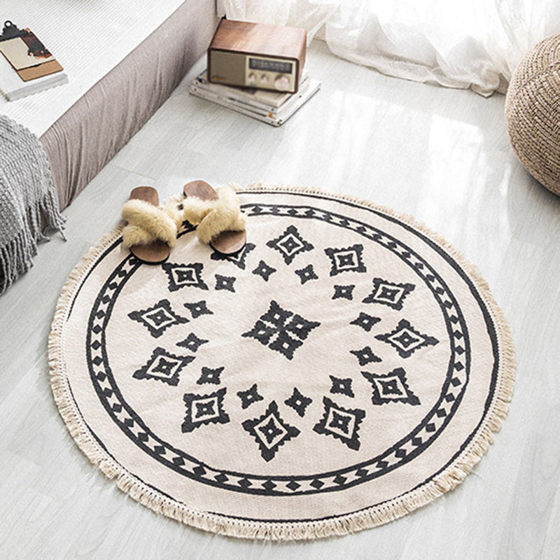 Moroccan Geometric Printed Rug Multi-Color Cotton Area Carpet Easy Care Pet Friendly Indoor Rug for Bedroom