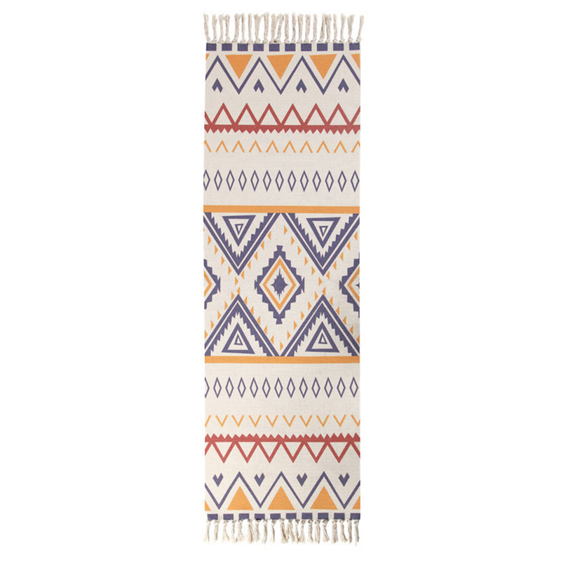 Multi-Color Southwestern Rug Cotton Geometric Printed Area Carpet Easy Care Pet Friendly Indoor Rug for Bedroom