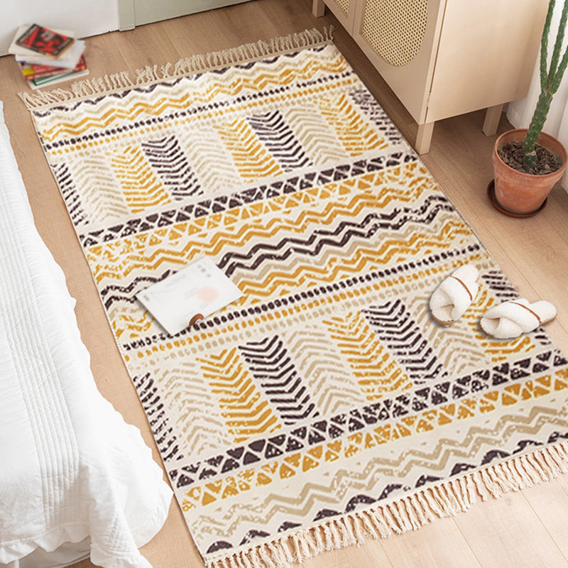 Multi-Color Bedroom Rug Western Geometric Printed Area Carpet Cotton Easy Care Pet Friendly Indoor Rug