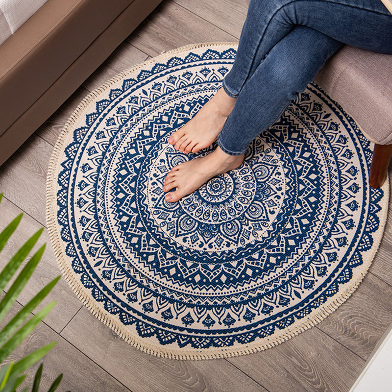 Persian Tribal Printed Rug Multi-Color Cotton Indoor Rug Easy Care Stain-Resistant Area Carpet for Decoration