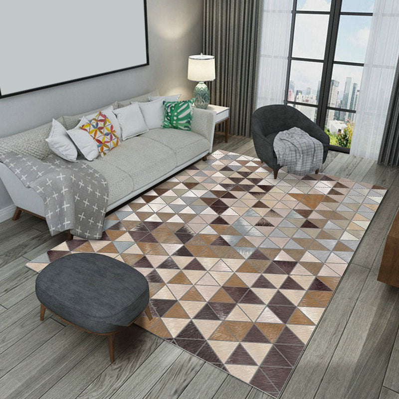Unique Geometric Printed Rug Multi Color Cowhide Indoor Rug Pet Friendly Stain-Resistant Easy Care Carpet for Living Room
