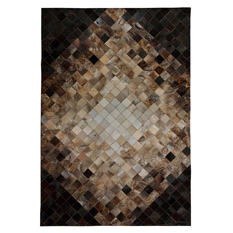 Neuartiger Teppich mit geometrischem Muster, mehrfarbiger Innenteppich aus Rindsleder, rutschfeste Rückseite, pflegeleichter Bereichsteppich zur Dekoration