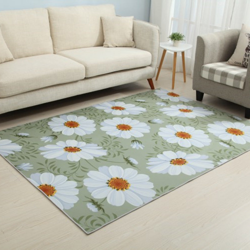 Modern Floral Printed Rug Multi-Color Polyster Indoor Rug Anti-Slip Backing Machine Washable Area Carpet for Living Room