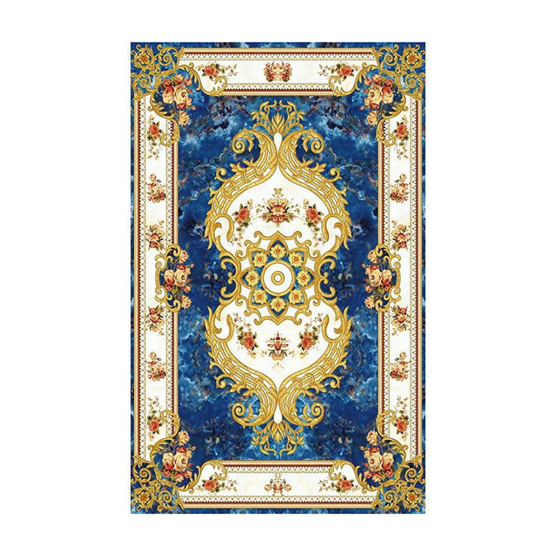 Multicolored Flower Printed Rug Polypropylene Nordic Indoor Rug Anti-Slip Backing Stain-Resistant Area Carpet for Parlor