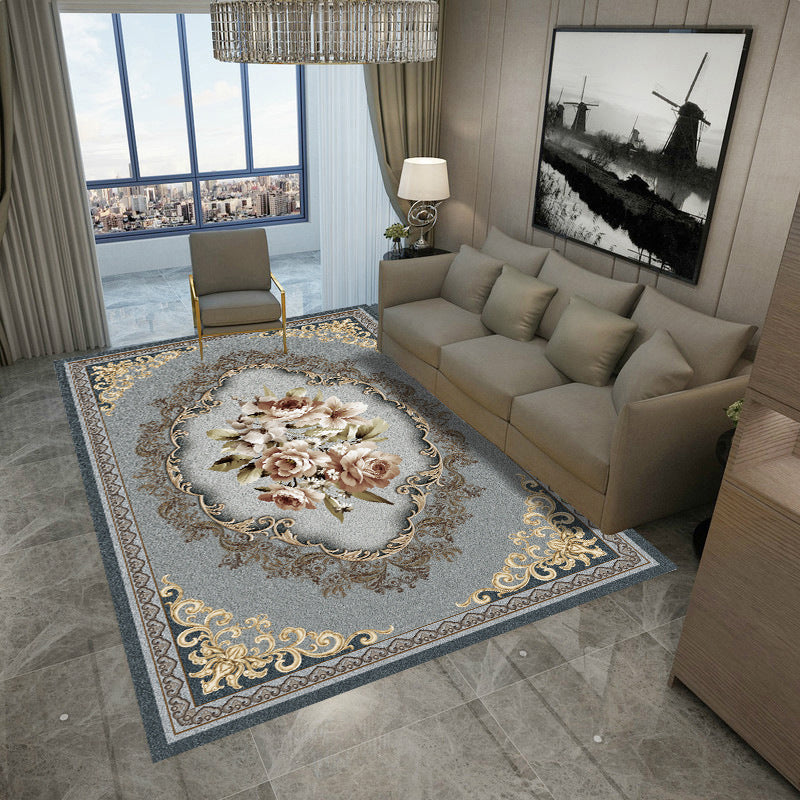 Multicolored Living Room Rug Nordic Flower Pattern Indoor Rug Synthetics Non-Slip Backing Easy Care Area Carpet