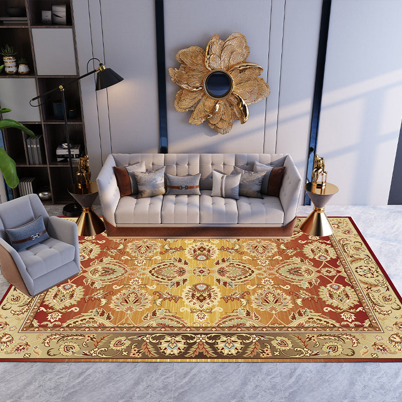 Multicolored Living Room Rug Nordic Flower Pattern Indoor Rug Synthetics Non-Slip Backing Easy Care Area Carpet
