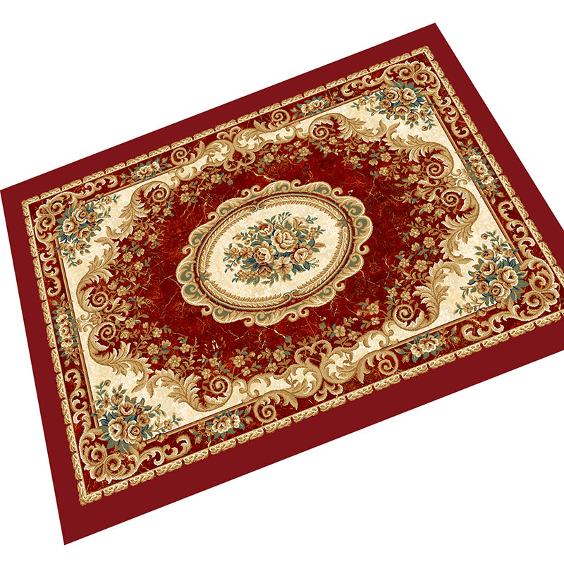 Novelty Floral Printed Rug Multi Color Polyster Area Carpet Anti-Slip Pet Friendly Washable Indoor Rug for Living Room