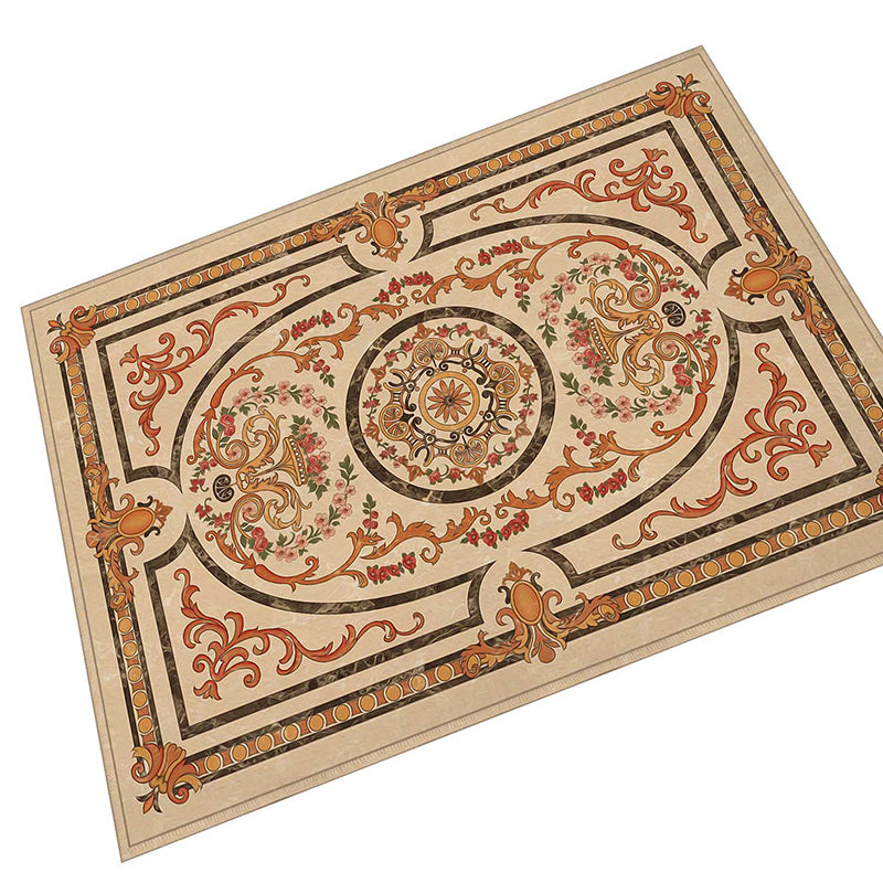 Novelty Floral Printed Rug Multi Color Polyster Area Carpet Anti-Slip Pet Friendly Washable Indoor Rug for Living Room