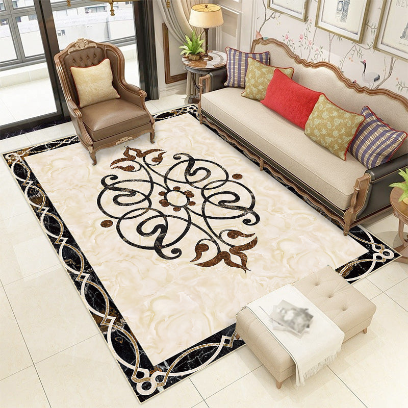 Contemporary Living Room Rug Multicolored Plaid Pattern Indoor Rug Polyster Anti-Slip Backing Stain-Resistant Area Carpet