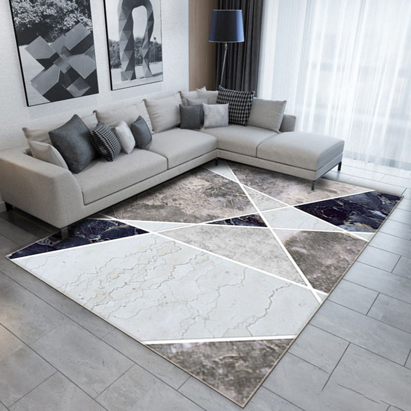 Contemporary Living Room Rug Multicolored Plaid Pattern Indoor Rug Polyster Anti-Slip Backing Stain-Resistant Area Carpet